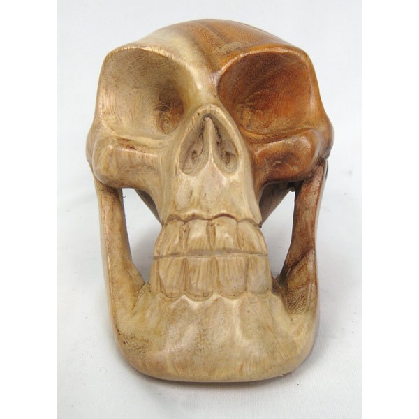 Wooden Skull 15Cm - Click Image to Close